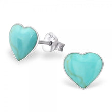 Sterling & Turquoise Heart Post Studs