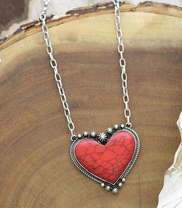 Natural Stone Heart Pendant Necklace