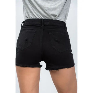 Definite Denim Distressed Shorts in Black