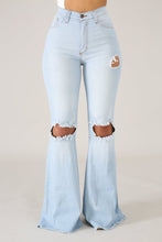 Destroyed light Wash Denim Flares