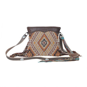 Aztec Fringe Canvas & Leather Bag
