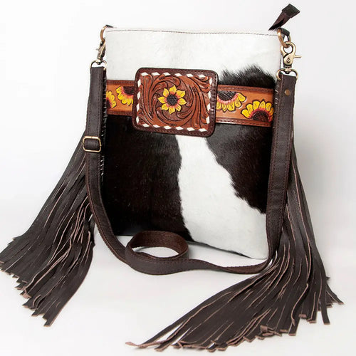 Sunflower Sally Cowhide Tooled Bag