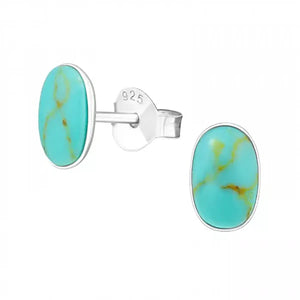 Sterling & Turquoise Oval Post Studs