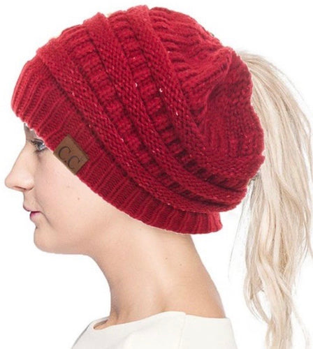 CC Metallic Sequin Messy Bun Beanie