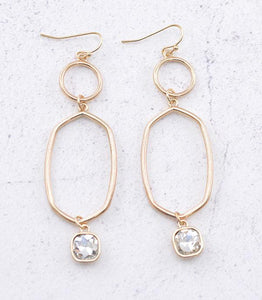 Glass Stone Dangle Earrings