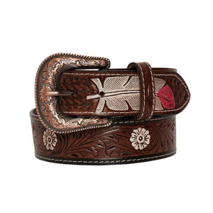 Feather Tooled Leather Belt