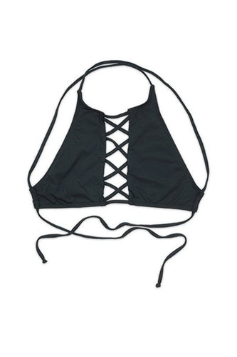 Cross-Cross Strappy Self-Tie Bikini Top