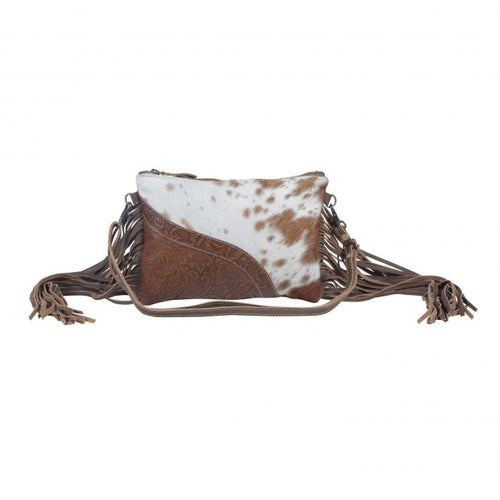 Fraction Fringed Cowhide Crossbody