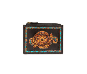 Large Tooled Leather Card Case