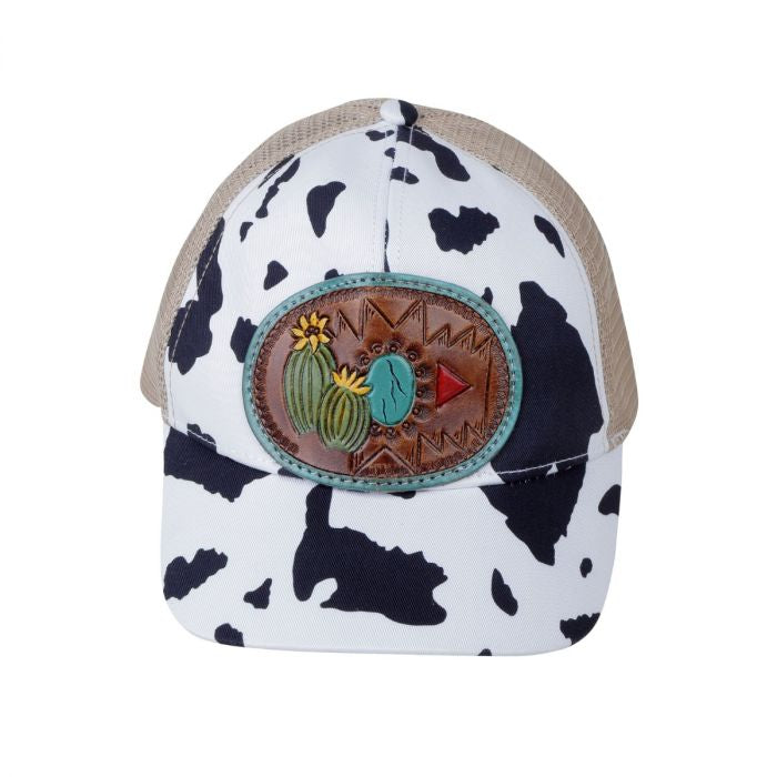 Leather Patch Cow Print Cap