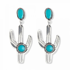 Turquoise Post Cactus Earrings