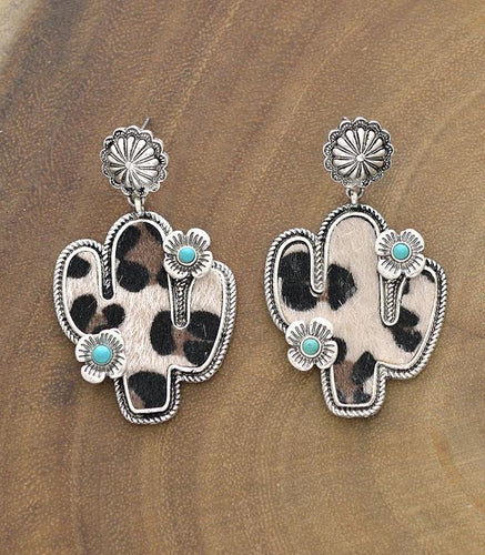 Leopard Cactus Earrings