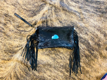 Leather Cowhide Fringe Clutch