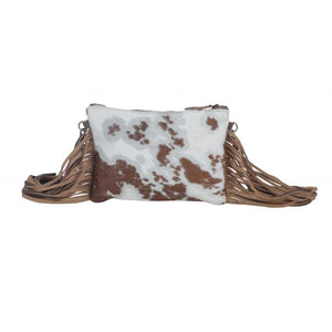 Fraction Fringed Cowhide Crossbody