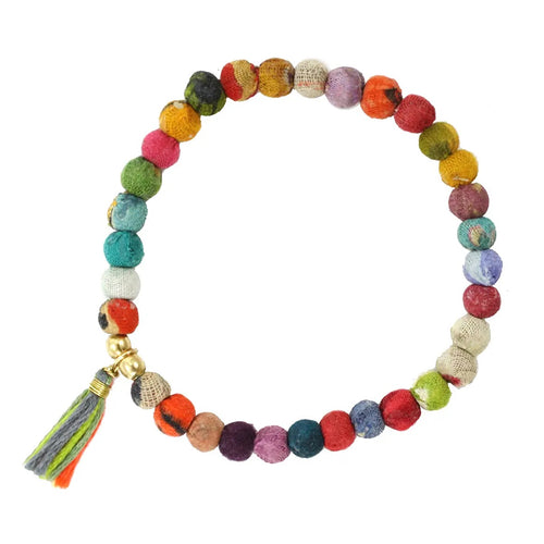 Kantha Tassel Bead Bracelet