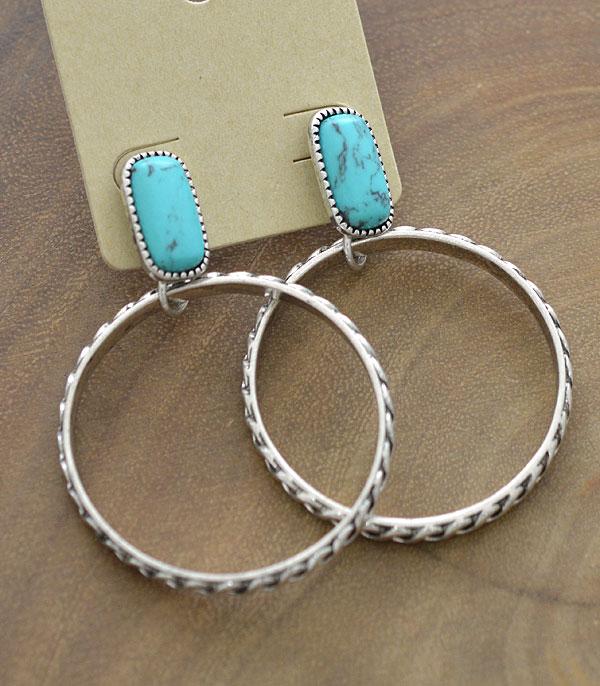 Turquoise Hoop Dangle Earrings