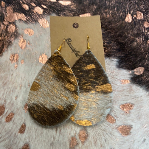 No Tears Here Cowhide Earrings