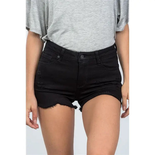 Definite Denim Distressed Shorts in Black