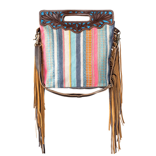 Linear Fringe Tooled Purse