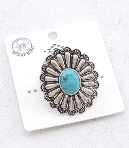 Turquoise Concho Scarf Ring