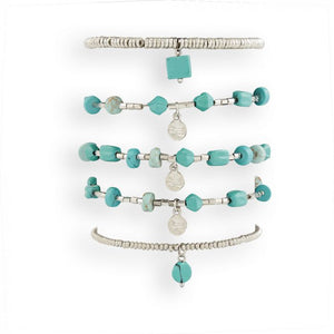Steady Turquoise & Silver  Bracelet Set