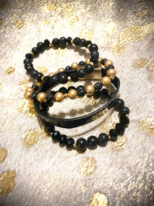 Stacked Bracelet Set In Black