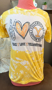 Peace Love Yellowstone Graphic Bleach Tee