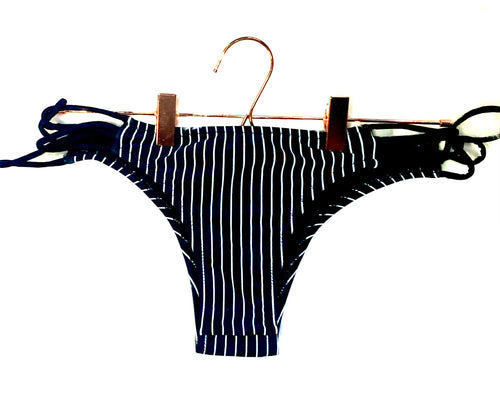 Twist Strap Pinstripe Bikini Bottoms