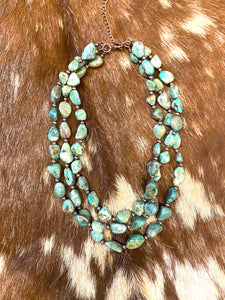 Triple Strand Natural Turquoise Necklace