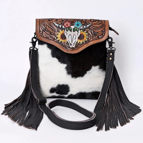 For The Rodeo Hand-Tooled Cowhide Bag