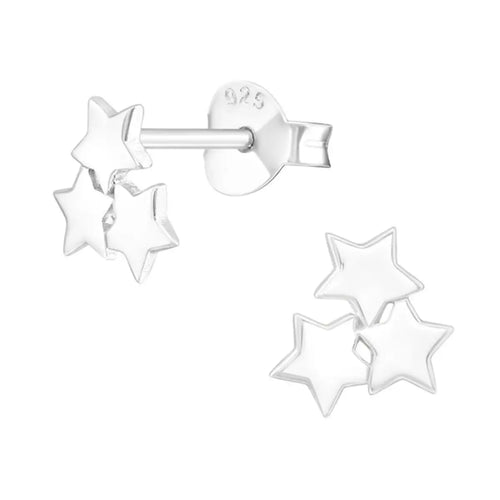 Sterling Triple Star Mini Post Studs