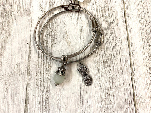 Stackable Charm Bangle Set - 🍍Pineapple & Gemstone