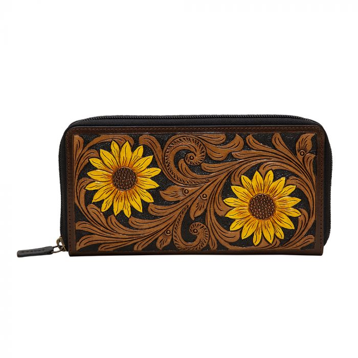 Sunshine Included Tooled Leather Zip Wallet