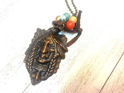 Head Chief Charm Handmade Necklace