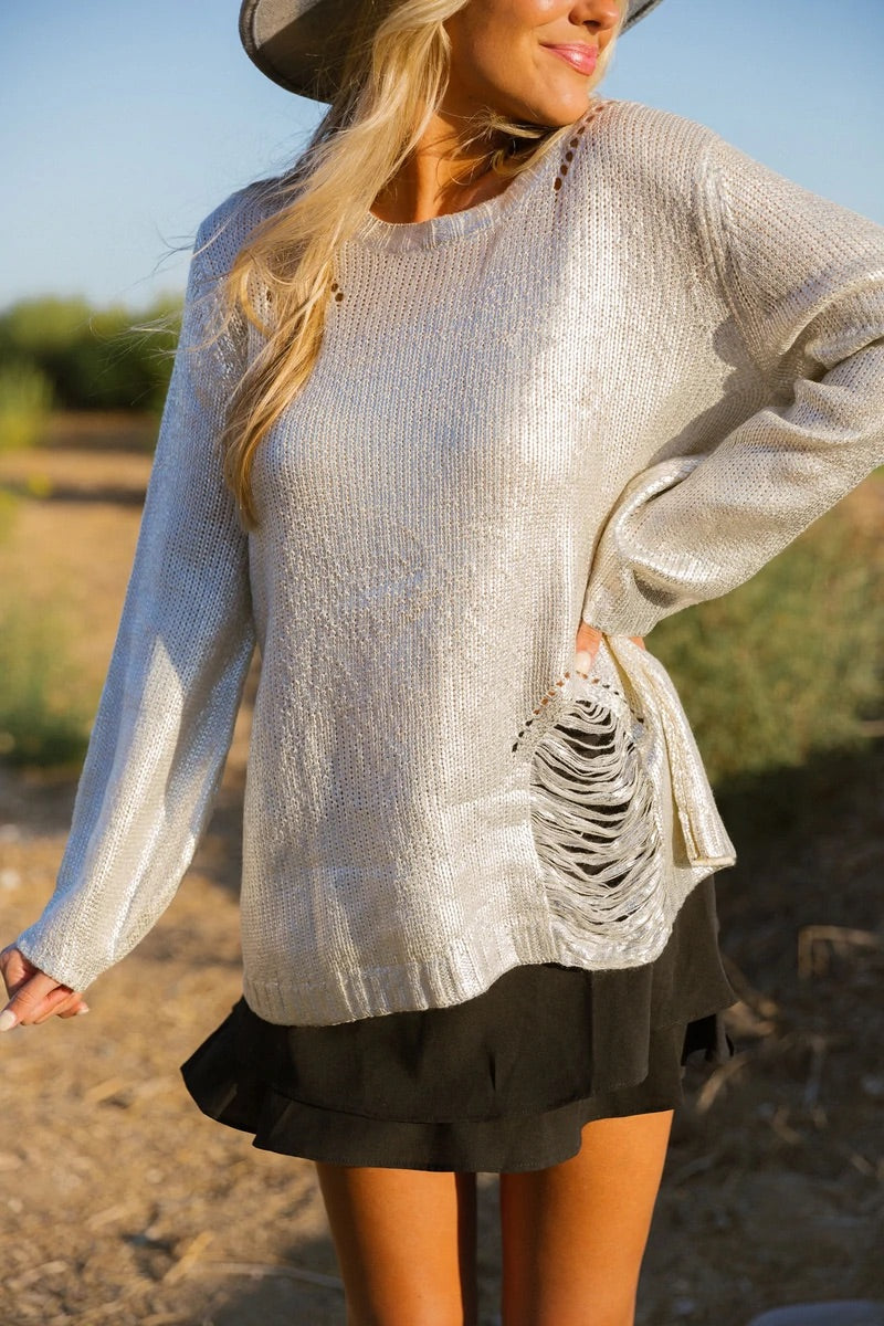 Goldie Girl Distressed Sweater