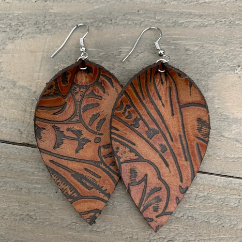 Whiskey Floral Leather Earrings